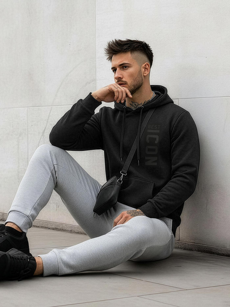 Moška jopa s kapuco črna OZONEE JS/8B1973/3