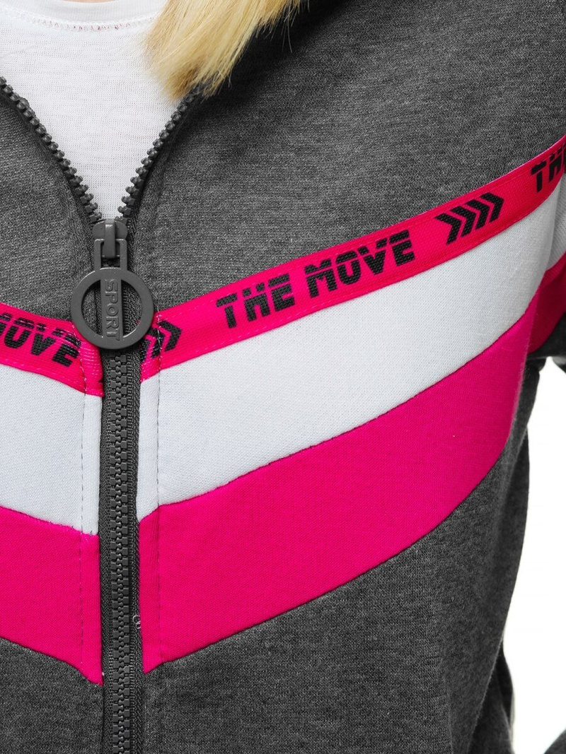 Ženska jopa z zadrgo grafitna OZONEE JS/KSW3004