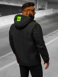 Moška softshell jakna s kapuco črno-zelena OZONEE JS/HH026/1A