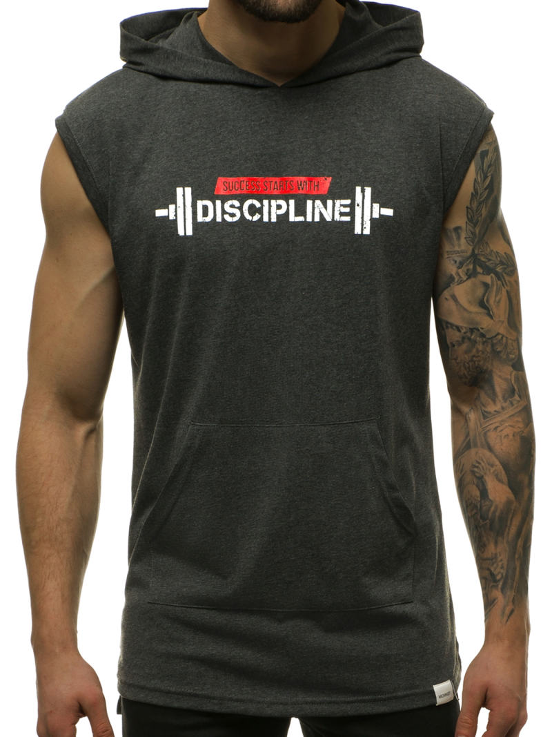 Moška majica brez rokavov grafitna OZONEE MACH/M1211