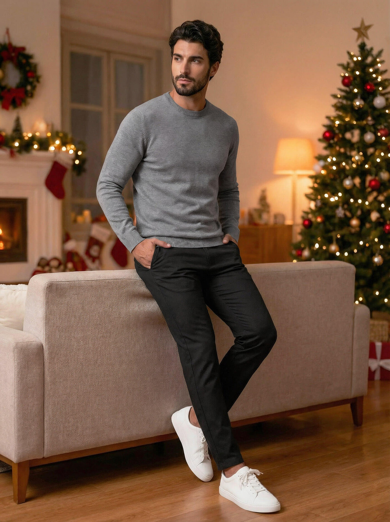 Moške hlače chino črne OZONEE V/6545Z