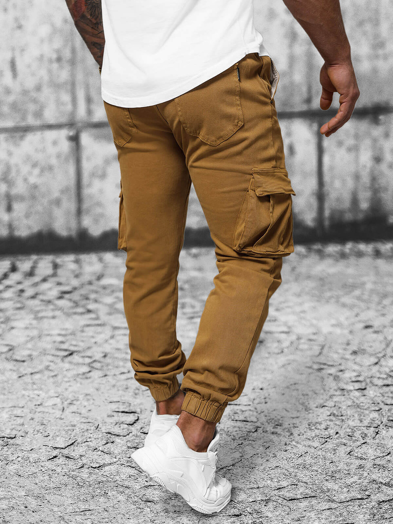 Moške hlače chino jogger temno camel OZONEE NB/MP0105KSZ