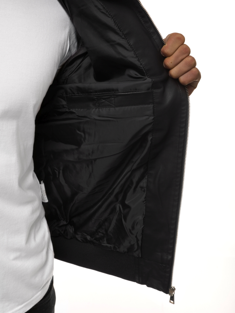 Moška usnjena jakna črna OZONEE JB/JP1123