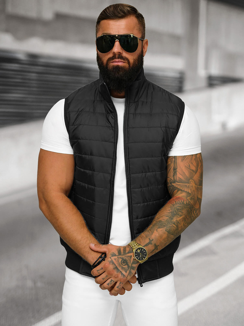 Moški prešita brezrokavnik črni OZONEE JS/MY77Z