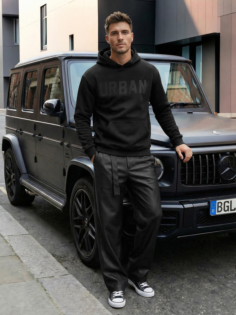 Moška jopa s kapuco črna OZONEE JS/8B1990/3