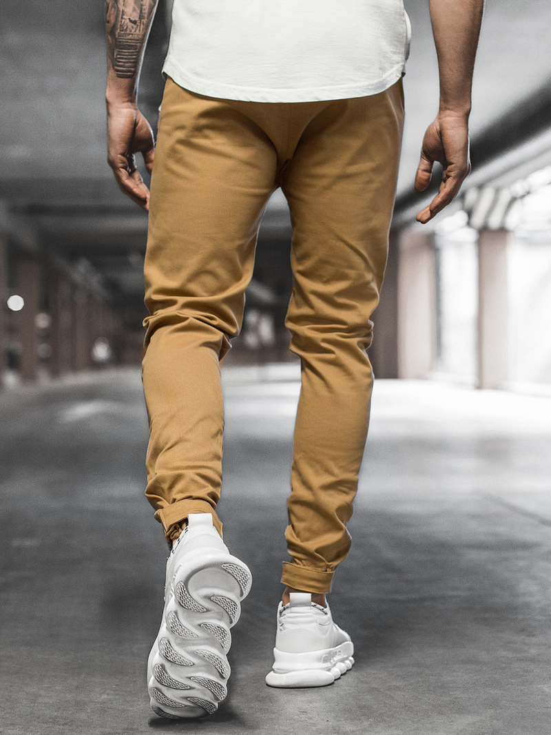 Moške hlače chino jogger camel OZONEE G/11144