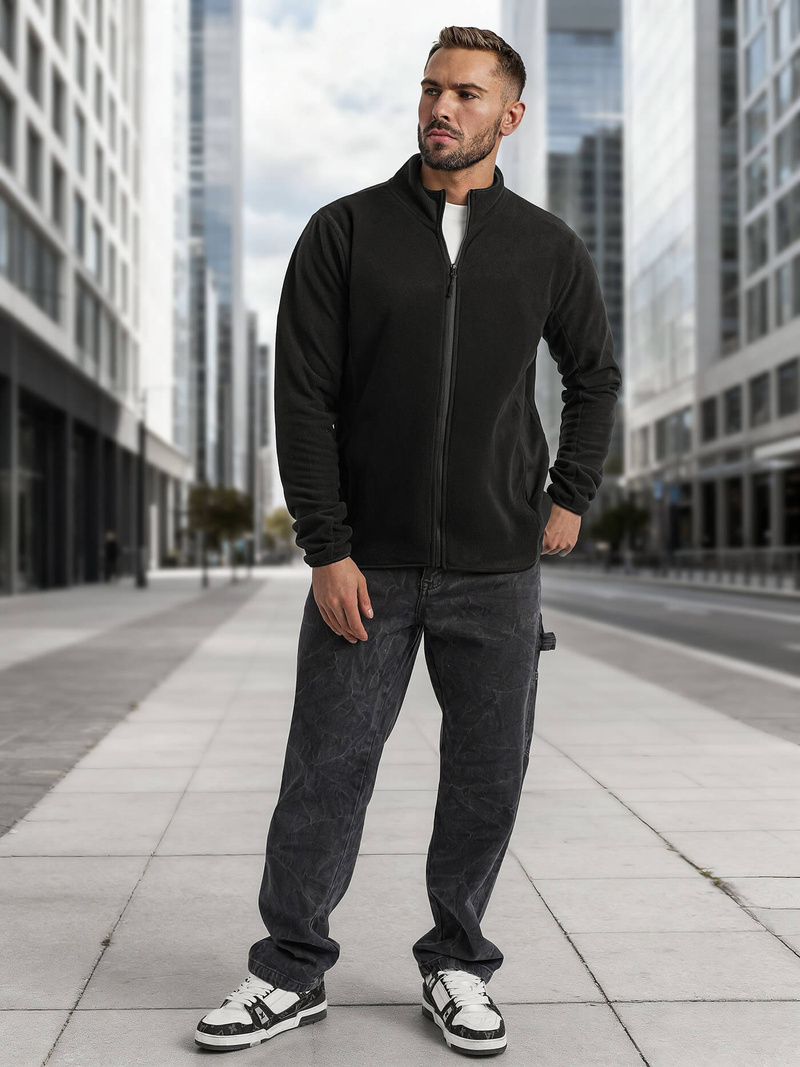 Moška jopa z zadrgo črna OZONEE JS/HH016/3