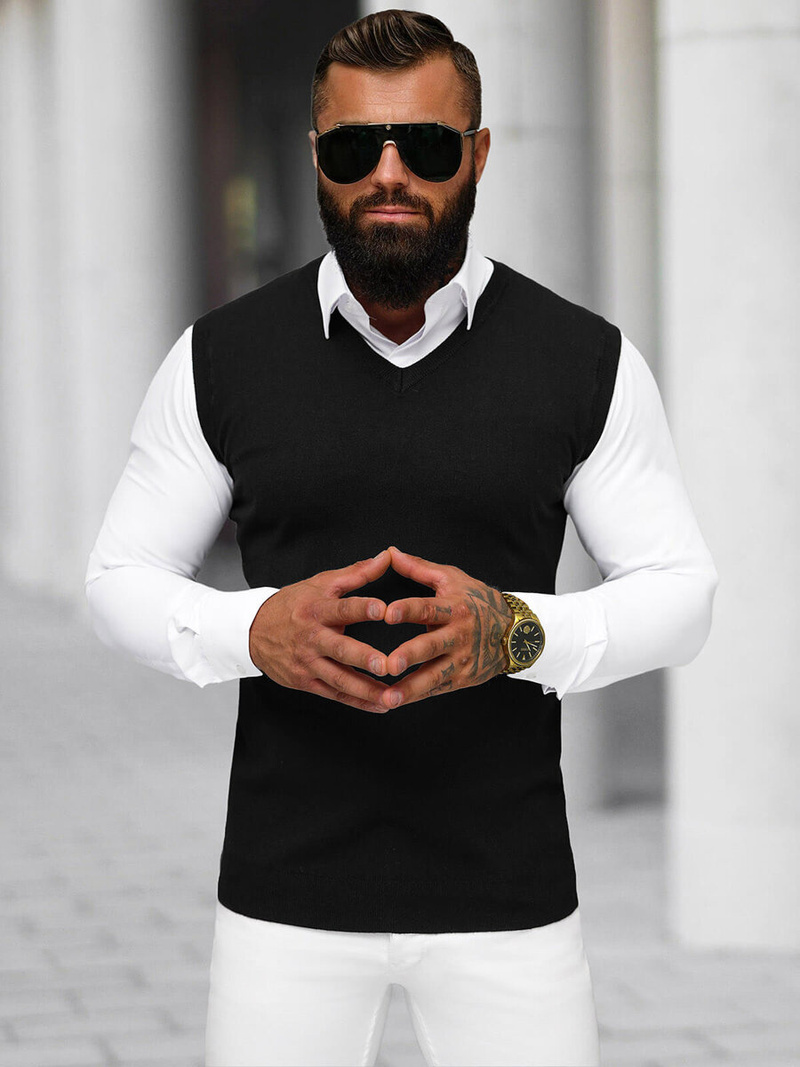 Moški pulover črni OZONEE NB/MM6005/4Z