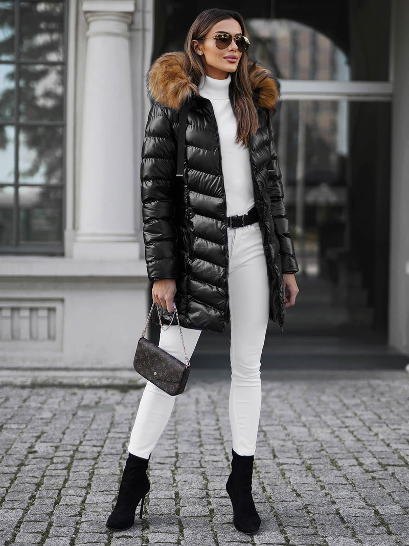 Ženska zimska jakna črno-rjava OZONEE JS/M778/392AZ