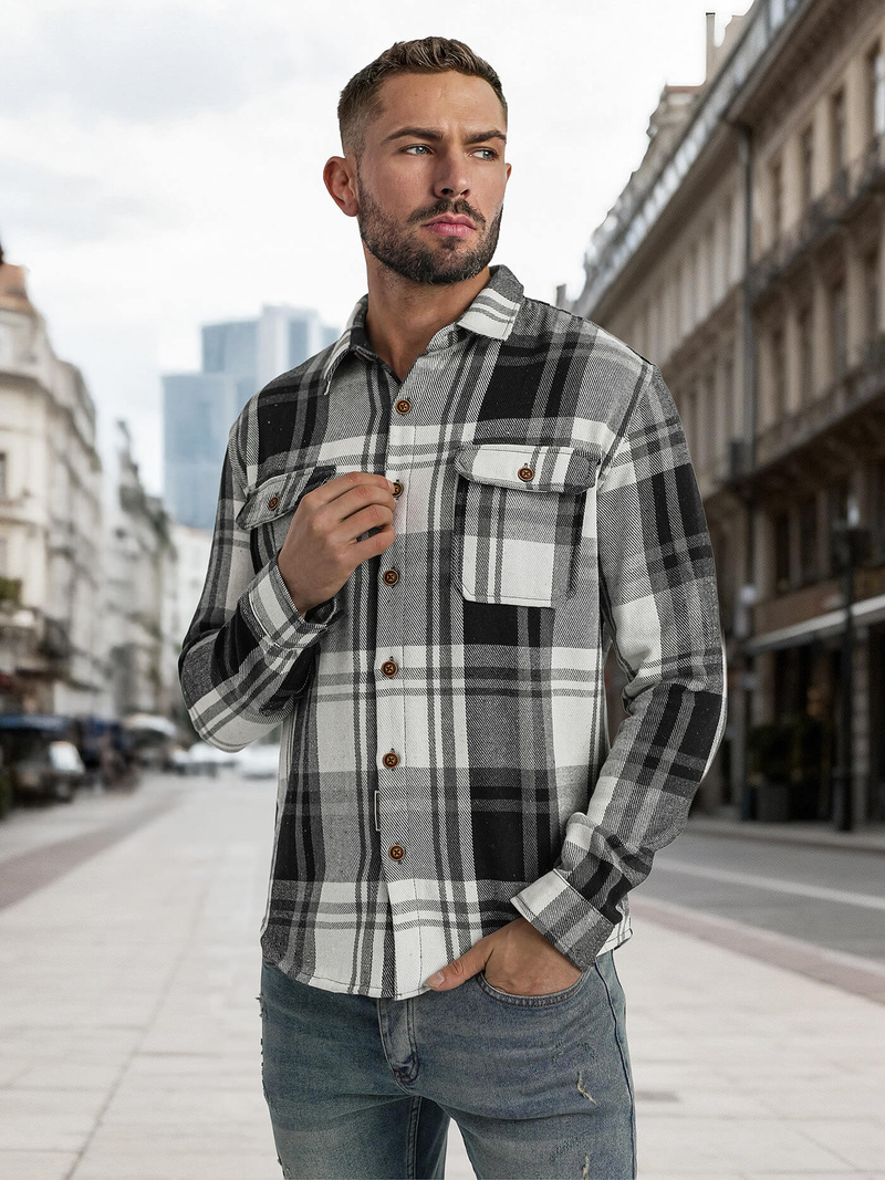 Moška srajca črno-bela OZONEE NB/MC728N/3