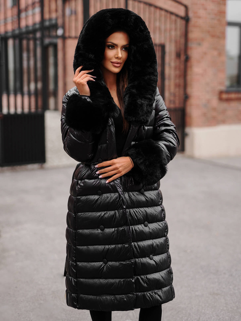 Ženski plašč črni OZONEE JS/5M3160/392Z