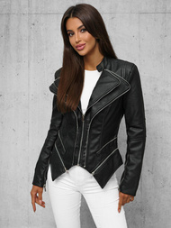 Ženska usnjena jakna črna OZONEE JS/11Z8116Z