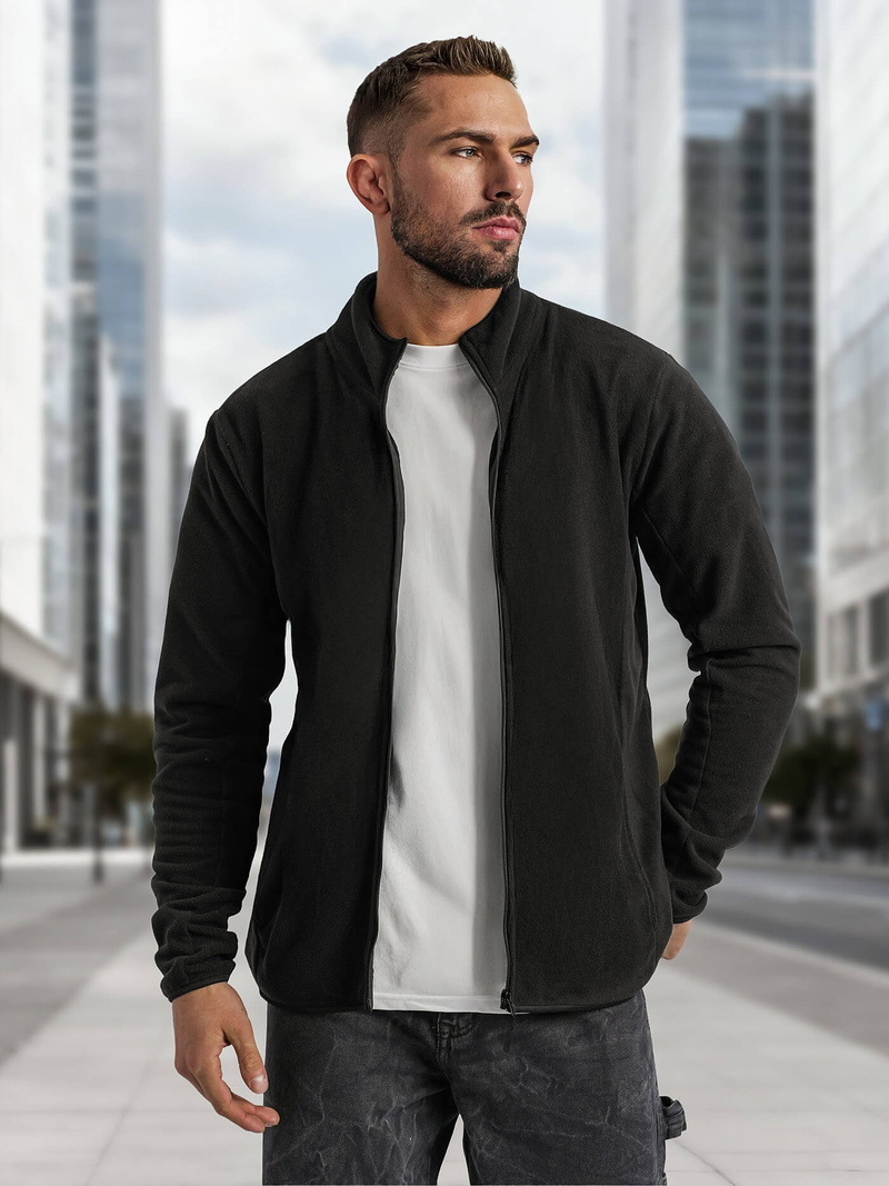 Moška jopa z zadrgo črna OZONEE JS/HH016/3