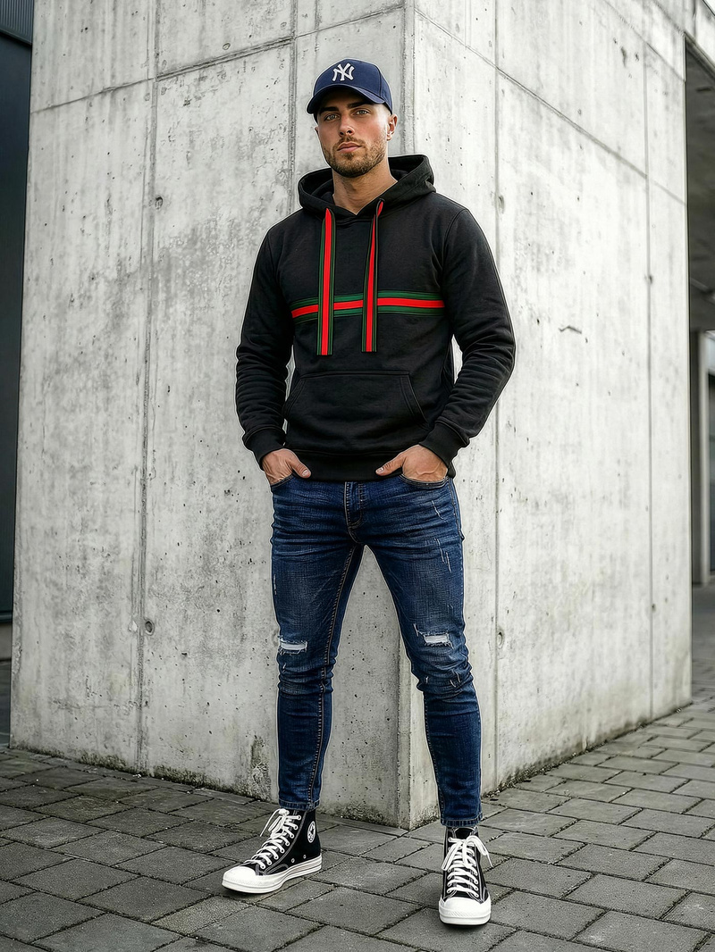 Moška jopa s kapuco črna OZONEE JS/8B1735/3Z