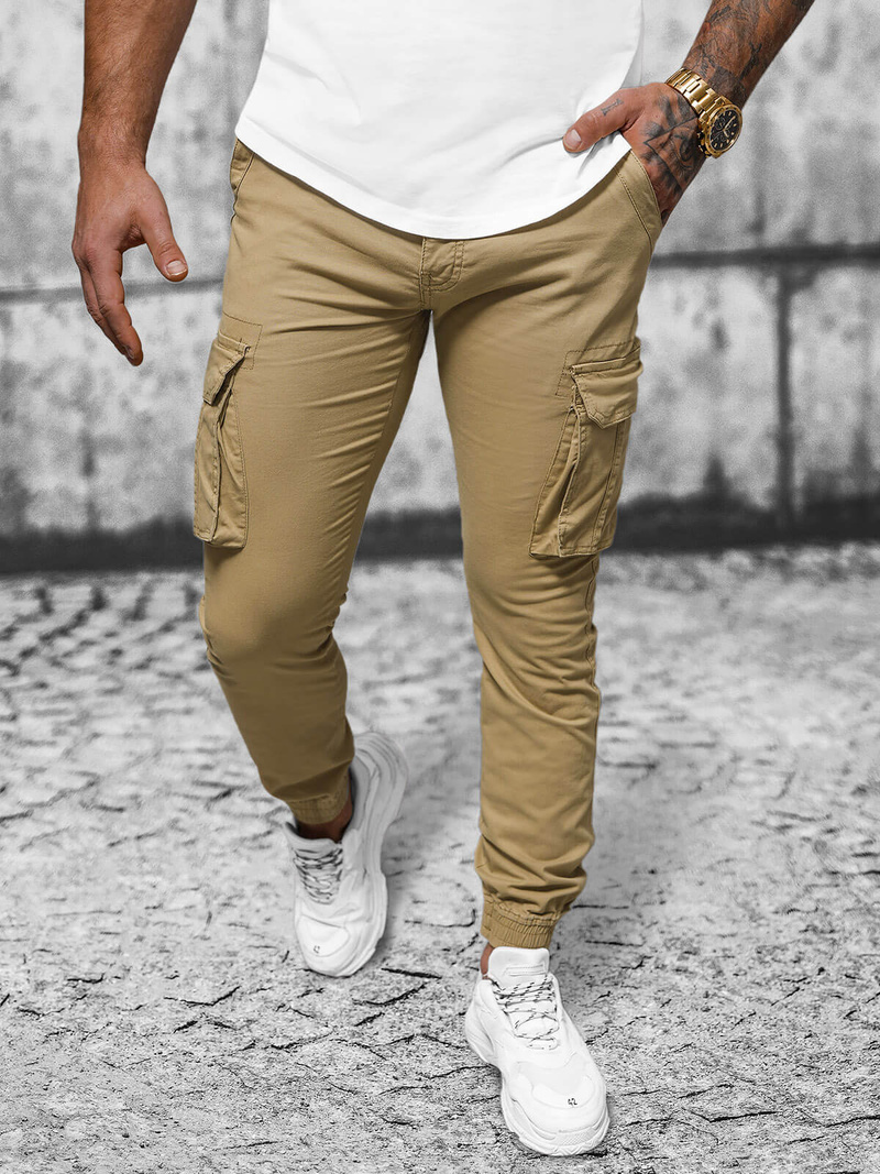 Moške Hlače Chino Jogger Bež OZONEE NB/MP0202K
