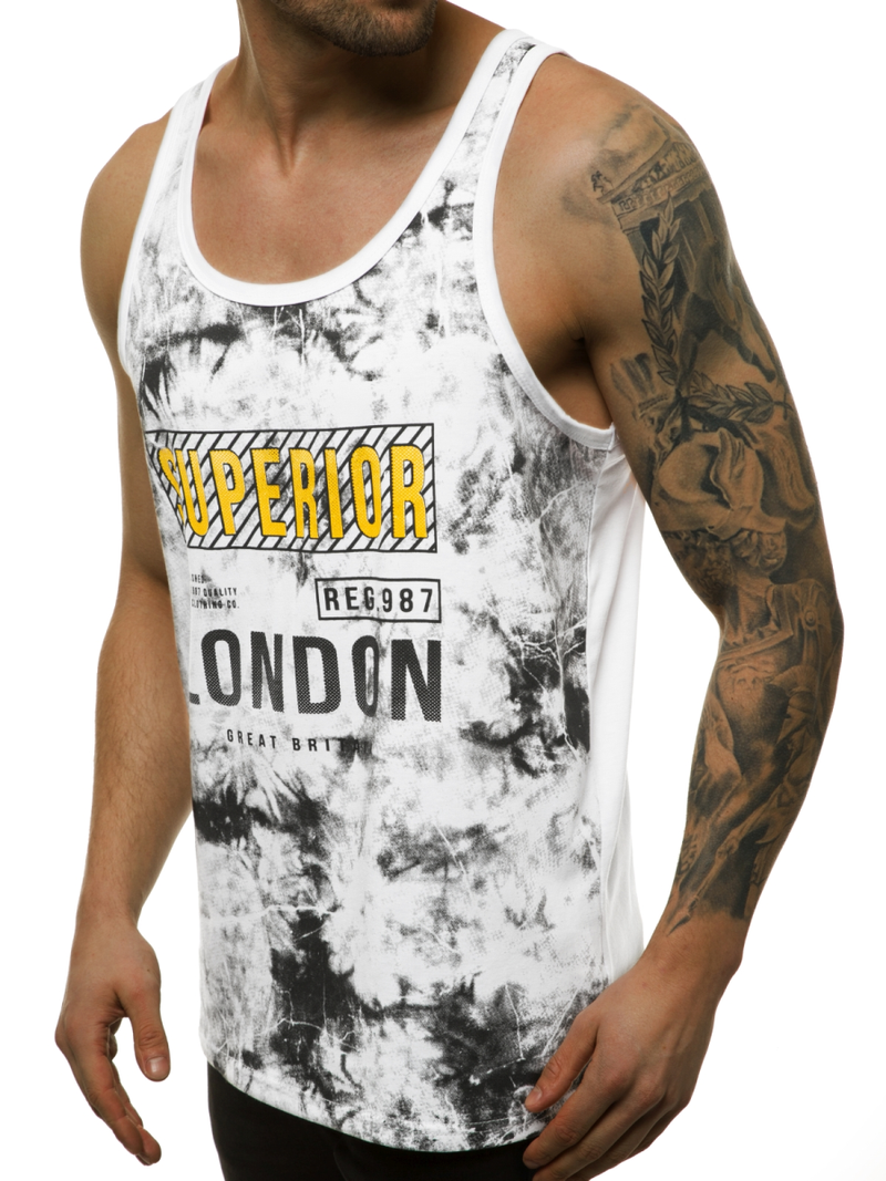 Moška majica brez rokavov bela OZONEE JS/SS11037