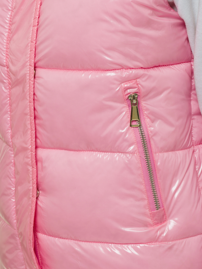 Ženski brezrokavnik s kapuco svetlo roza OZONEE O/SW025/21