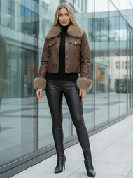 Ženska usnjena jakna čokolada OZONEE JS/61M8513/158