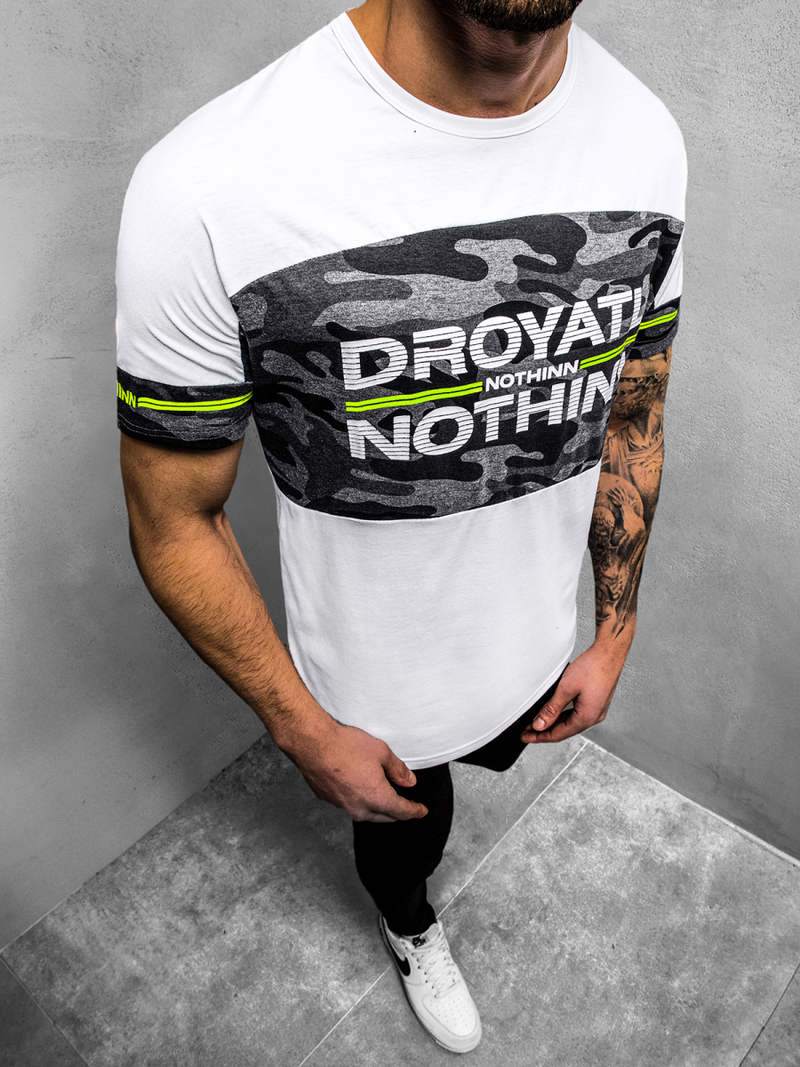 Moška majica bela OZONEE JS/SS10976Z