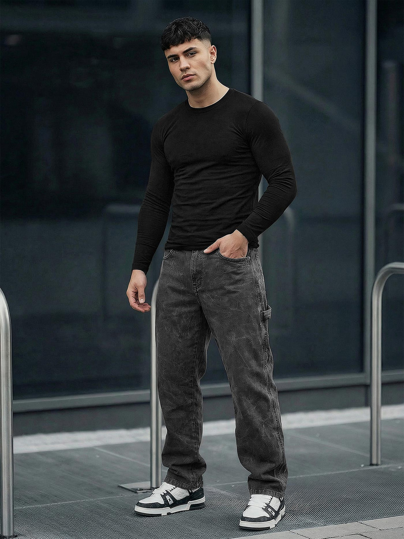 Moške kavbojke grafitne OZONEE O/KK2828/5Z