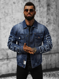 Moška jeans jakna šerpa temno-modra OZONEE NB/MJ523BS