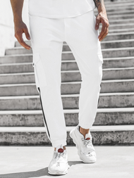 Moške hlače chino jogger bele OZONEE DJ/5580