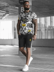 Moška Trenirka Črno-Rumen OZONEE O/HM789