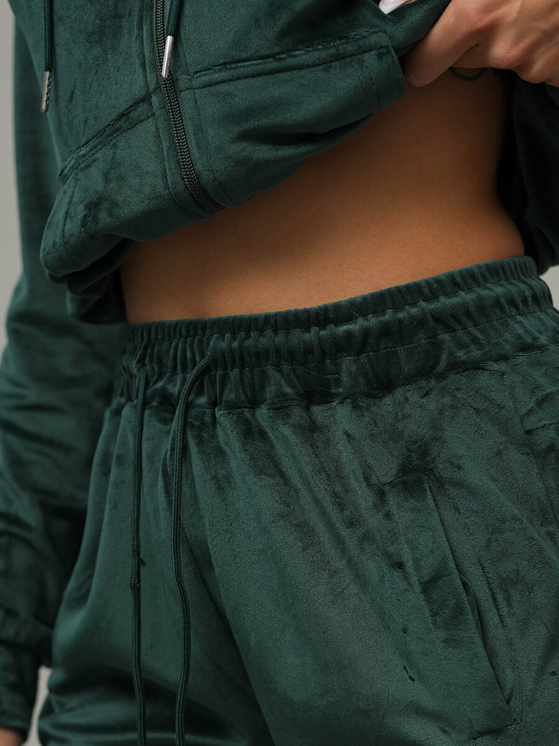 Ženski trenirka iz velurja temno zelena OZONEE JS/8C1176/9Z