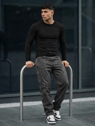 Moške kavbojke grafitne OZONEE O/KK2828/5Z