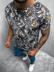 Moška majica s potiskom belo-črna OZONEE O/BL61