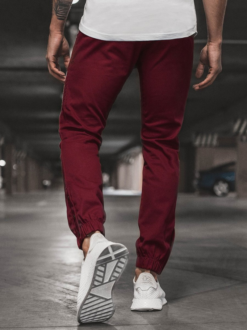 Moške hlače chino jogger bordo OZONEE A/0952