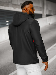 Moška softshell jakna s kapuco črno-rdeča OZONEE JS/HH022/1C