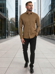 Elegantna moška srajca rjava OZONEE V/V187