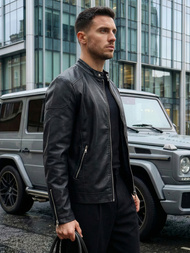 Moška usnjena jakna črna OZONEE JS/11Z8027