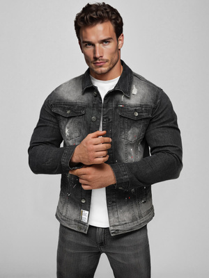Moška jeans jakna črna OZONEE NB/MJ542NZ