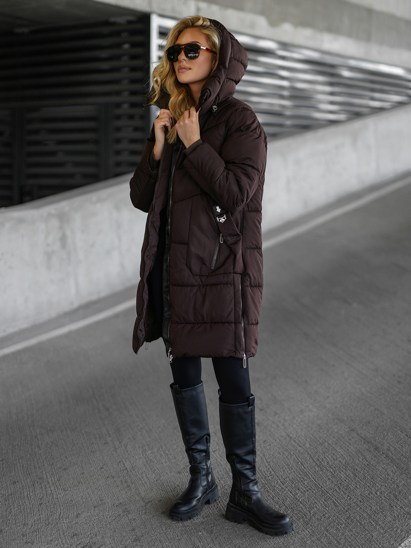 Ženska zimska jakna čokolada OZONEE JS/16M9302/158