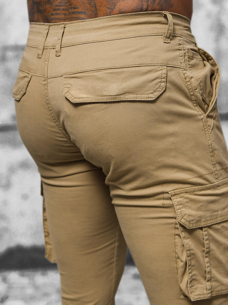 Moške Hlače Chino Jogger Bež OZONEE NB/MP0202K