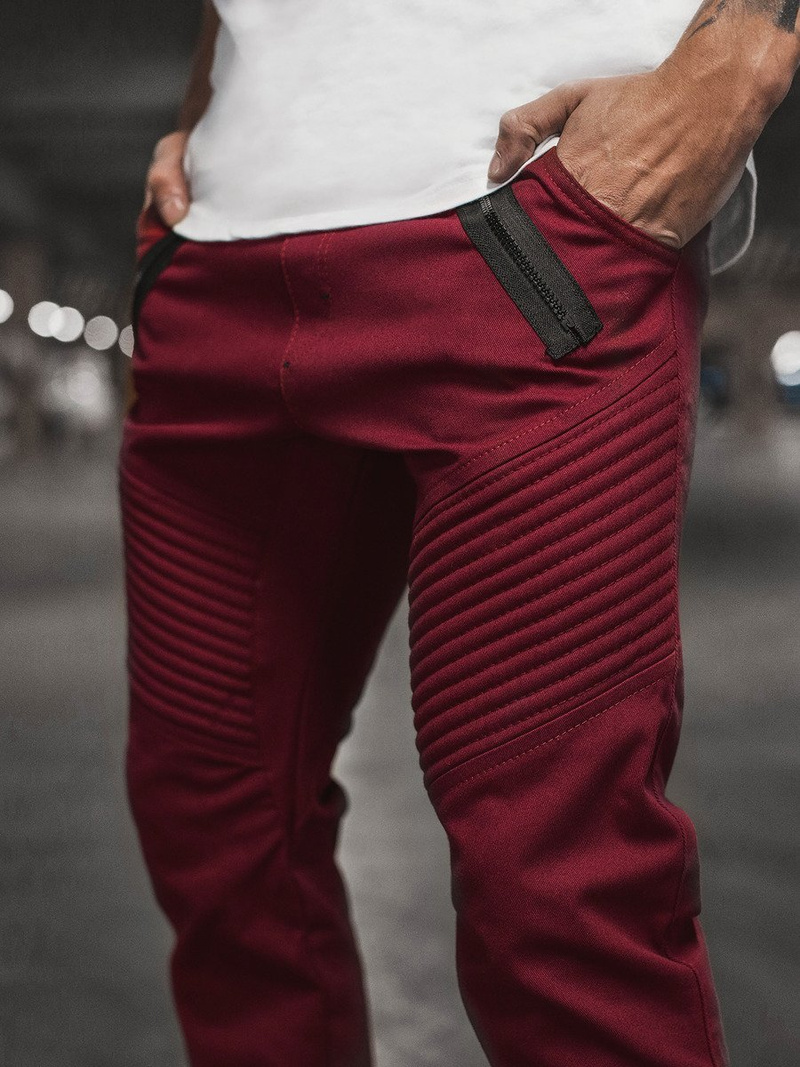 Moške hlače chino jogger bordo OZONEE A/0952