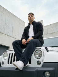 Moška jopa z zadrgo črna OZONEE JS/HH016/3