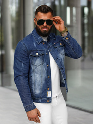 Moška jeans jakna šerpa temno-modra OZONEE NB/MJ525BSZ