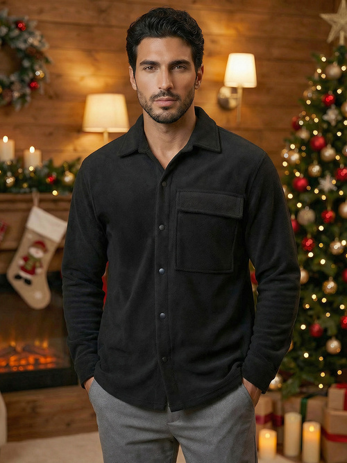 Elegantna moška srajca črna OZONEE O/GOM23040Z