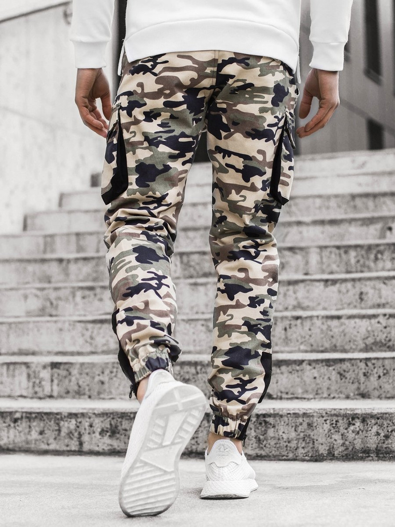 Moške hlače jogger bež-maskirne OZONEE A/705