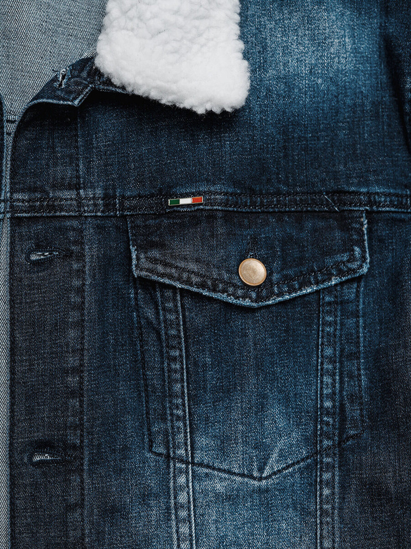 Moška jeans jakna šerpa temno-modra OZONEE NB/MJ516BSZ