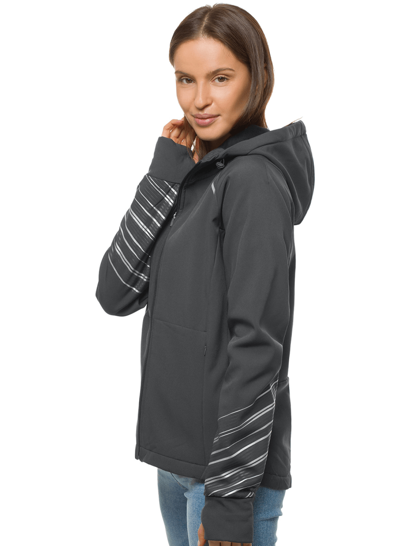 Ženska softshell jakna s kapuco grafitna OZONEE JS/KSW6002