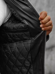 Moška usnjena jakna črna OZONEE JS/11Z8012