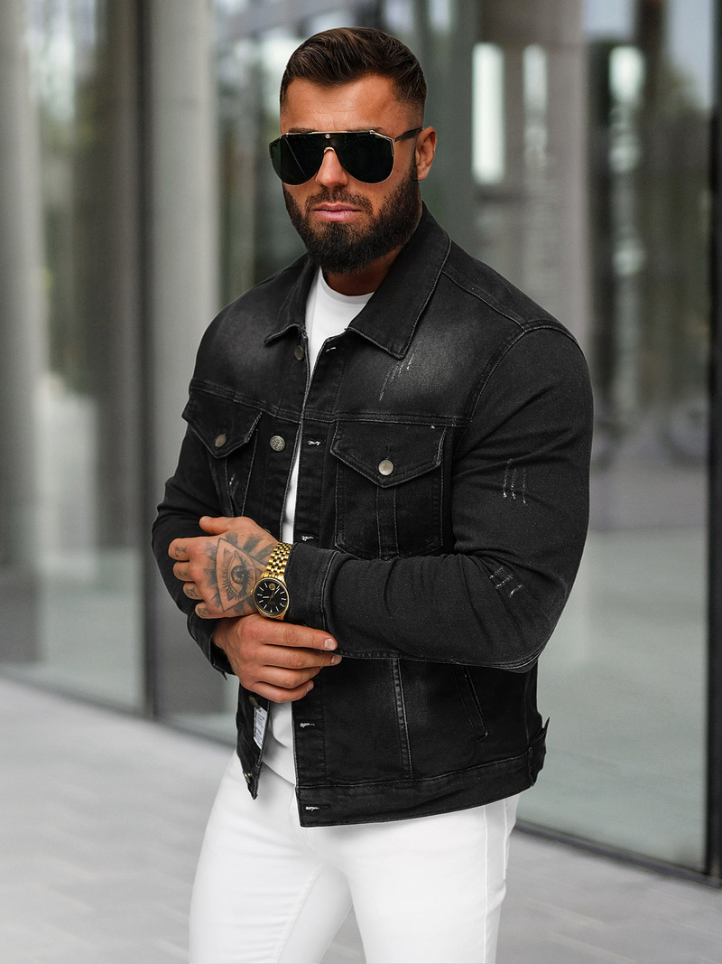 Moška jeans jakna črna OZONEE NB/MJ514N