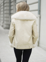 Ženska usnjena jakna ecru OZONEE JS/61M8507/280Z