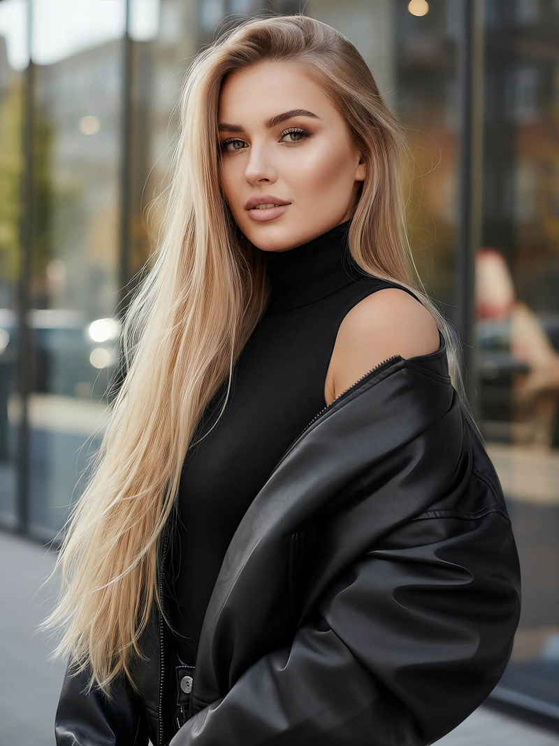 Ženska usnjena jakna črna OZONEE JS/11Z8281