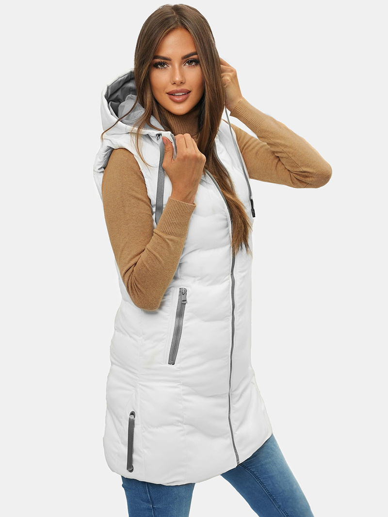 Ženski brezrokavnik s kapuco bela OZONEE N/7042