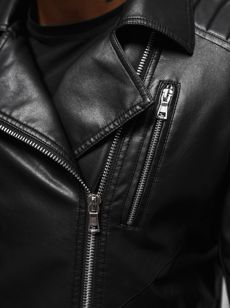 Moška usnjena jakna črna OZONEE JS/11Z8056